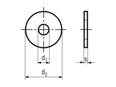 Dibujo técnico con dimensiones de Arandelas planas sin bisel