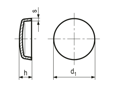 Technical drawing with dimensions of Sealing push-in caps