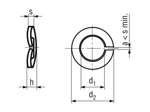 Technical drawing with dimensions of Curved spring lock washers