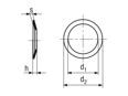Dessin technique avec dimensions de Rondelles élastiques bombées légères série petite
