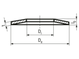 Technical drawing with dimensions of Disc springs serie C