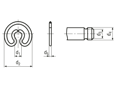 Technical drawing with dimensions of Wire circlips