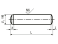Disegno tecnico con quote di Spine cilindriche temprate, rettificate m6