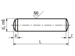 Disegno tecnico con quote di Spine cilindriche temprate, rettificate m6