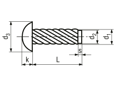 Technical drawing with dimensions of Hammer drive screws type U round head