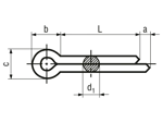 Technische Zeichnung mit Maßen von Splinten (Cotter pins)