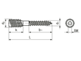 Dessin technique avec dimensions de Toproc® - Vis pour montage à distance à six pans creux
