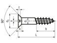 Dessin technique avec dimensions de Vis à bois à tête fraisée à fente