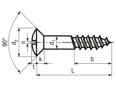 含尺寸的技術圖：Oval 頭一字割溝木螺絲