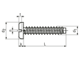 Dessin technique avec dimensions de Vis à tôle à tête cylindrique à fente et à bout plat forme F