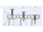 Assembly illustration for Phillips flat countersunk head self-drilling screws form H, with ribs and wings