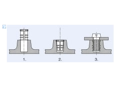 Assembly illustration for BancLok® MV 812-815 - Press-in threaded inserts with expansion anchoring without head, with gear rim and anchoring profile, for thermoplastics