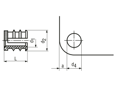 Technical drawing with dimensions of BancLok® MV 812-815 - Press-in threaded inserts with expansion anchoring without head, with gear rim and anchoring profile, for thermoplastics