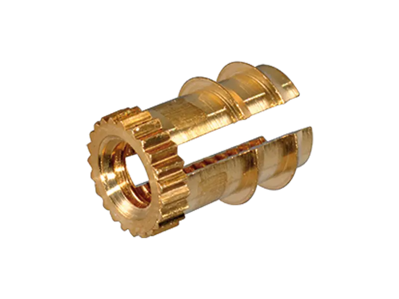 Produktbild von BancLok® F 821/822/823 - Gewindeeinsätze zum Einpressen mit Expansionsverankerung ohne Kopf, mit Zahnkranz und Verankerungsprofil, für Holz, weiche Kunststoffe und Verbundwerkstoffe