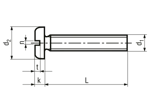 Technical drawing with dimensions of Slotted pan head machine screws