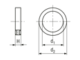 Technical drawing with dimensions of Dubo® - Locking and sealing rings for hex socket head cap screws