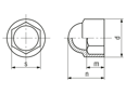 Technical drawing with dimensions of Hex cover caps
