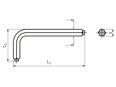 Technical drawing with dimensions of Hex socket keys with pilot