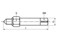 Dibujo técnico con dimensiones de Ensat® 610 - Herramienta de montaje manual para insertos roscados autorroscantes