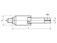 Dibujo técnico con dimensiones de Ensat® 620 - Herramienta de montaje para destornillador eléctrico y neumático para insertos roscados autorroscantes