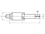 Technical drawing with dimensions of Ensat® 620 - Installation tools for electric and pneumatic screwdriver for self-tapping threaded inserts
