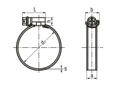 Dessin technique avec dimensions de MIKALOR ASFA-S - Colliers de serrage avec vis sans fin pour moyenne pression