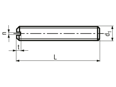 Technical drawing with dimensions of Slotted set screws with flat point, chamfered