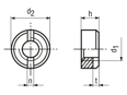 Dessin technique avec dimensions de Ecrous cylindriques à fente