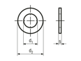 Dessin technique avec dimensions de Rondelles sans chanfrein, pour vis à tête cylindrique