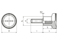 Technical drawing with dimensions of ELESA® Ergostyle EKK.p - Knurled knobs with threaded stud, steel zinc plated