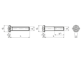 Disegno tecnico con quote di Viti con testa a bottone con esagono incassato, interamente / parzialmente filettate