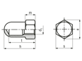 Dessin technique avec dimensions de WGR Rathmann - Ecrous borgnes pour boulons à crampons