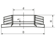 Dibujo técnico con dimensiones de TREP plus® 3L - Paquetes de muelles Belleville con arandela