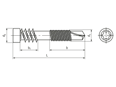 Dessin technique avec dimensions de SPAX® - Vis à tête cylindrique pour terrasses en bois avec filetage de fixation, pointe de perçage et six lobes internes T-STAR plus