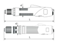 Technical drawing with dimensions of Tappex® 035/E/A - Electric Screwdrivers for Self-Cutting Threaded Inserts
