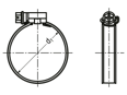Technical drawing with dimensions of MIKALOR ASFA-L - Assortment of hose clamps for medium pressure, with screwdriver