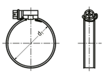 Technical drawing with dimensions of MIKALOR ASFA-L - Assortment of hose clamps for medium pressure, with screwdriver
