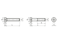 Dessin technique avec dimensions de Vis à tête cylindrique à six pans creux avec tête basse, entièrement / partiellement filetées