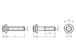 Teknisk ritning med mått av Hex head flange screws / bolts partially / fully threaded