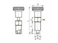 Teknisk tegning med mål af FASTEKS® FAL - Låsebolte uden låsemekanisme med sekskantet krave