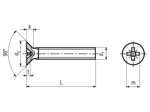 Dessin technique avec dimensions de Vis à tête fraisée avec empreinte cruciforme Pozidriv forme Z