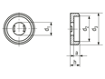 Dibujo técnico con dimensiones de Arandelas protectoras