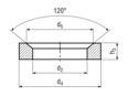 Dibujo técnico con dimensiones de Arandelas de alojamiento cóncavo para arandelas esféricas