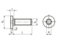 Dessin technique avec dimensions de Vis à tête cylindrique à six lobes internes et tête extrêmement basse
