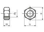 Technical drawing with dimensions of Hex nuts type 1
