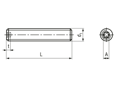 Technical drawing with dimensions of Hexalobular (6 Lobe) socket set screws with flat point