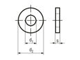 Dessin technique avec dimensions de Rondelles sans chanfrein, pour vis avec goupilles élastiques lourdes