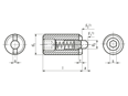 Technical drawing with dimensions of HALDER EH 22060. - Spring plungers with bolt and hex socket set screw bonded standard spring pressure