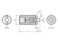 Technical drawing with dimensions of HALDER EH 22060. - Spring plungers with bolt and hex socket set screw bonded standard spring pressure