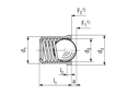 Technical drawing with dimensions of HALDER EH 22080. - Spring plungers smooth surface, with collar and ball standard spring pressure